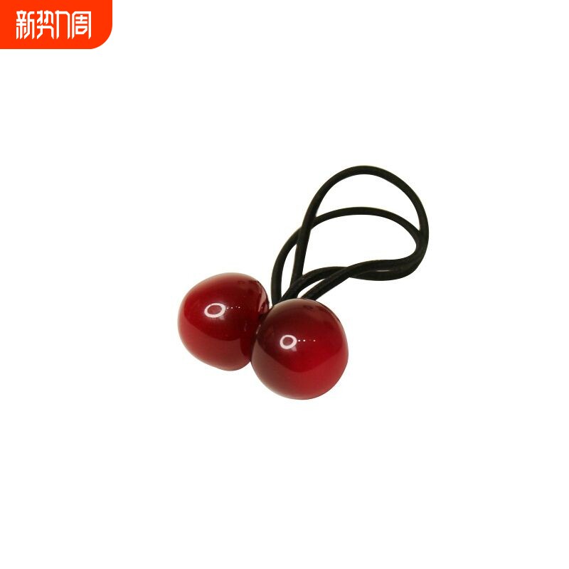 高颜值红色发圈樱桃皮筋简约高弹力网红可爱水果头绳日系双球发绳