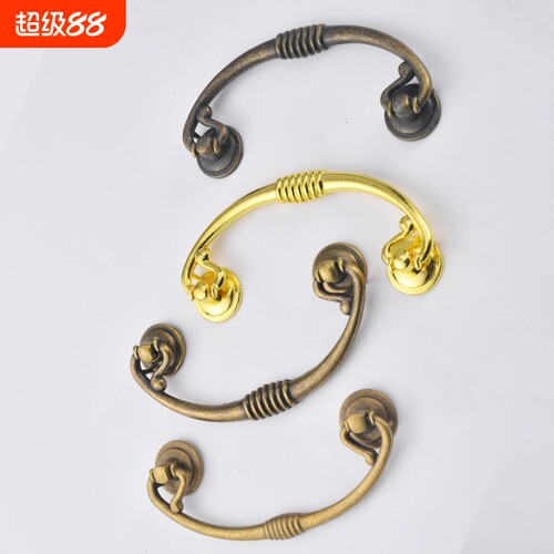 新中式仿古家居柜子青古铜色锌合金仿古双孔成套拉手孔距96mm