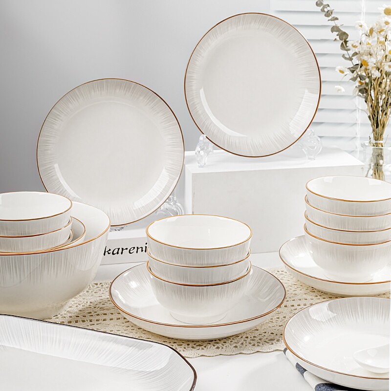 陶瓷碗碟2025新款碗盘餐具家用饭面碗汤碗组合乔迁送礼高颜值陶瓷