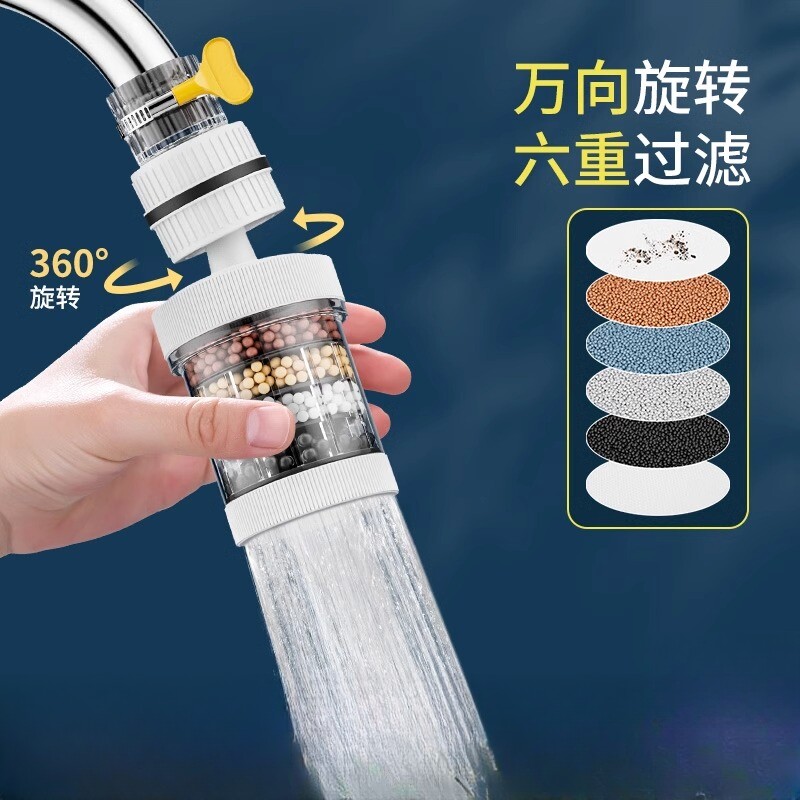 【6重过滤】水龙头过滤器增压防溅延伸万能锁扣接口可拆洗图片