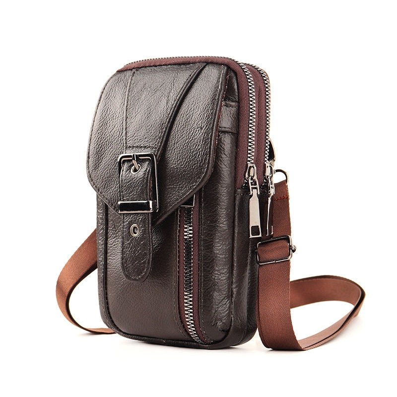 新款真皮男包竖款穿皮带套工地干活多功能斜挂包7寸小包
