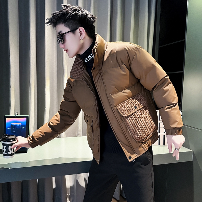 设计感立领羽绒棉服男冬季潮牌痞帅加厚棉衣2025新款男装短款黑色