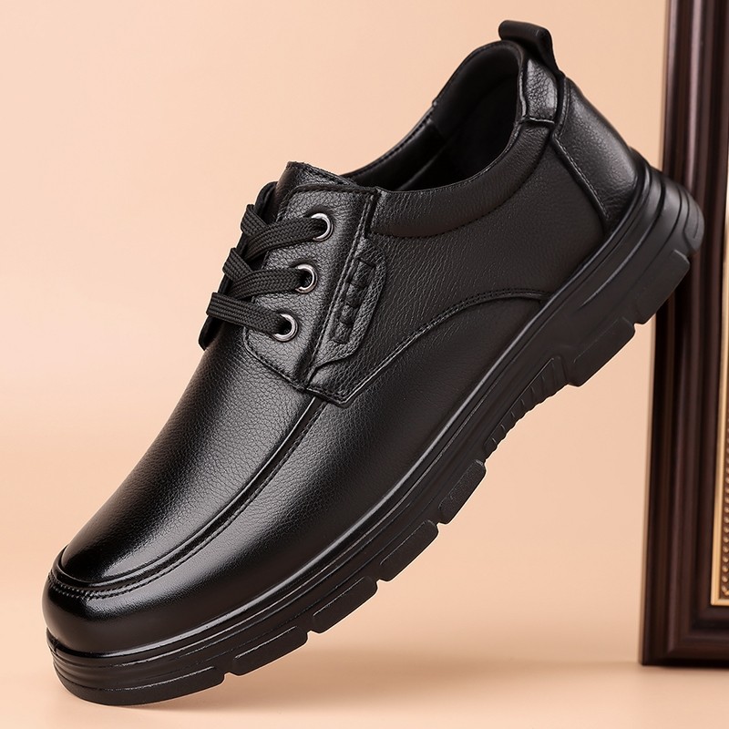 新款休闲男鞋头层牛皮商务皮鞋男正装休闲鞋舒适防滑时尚百搭圆头
