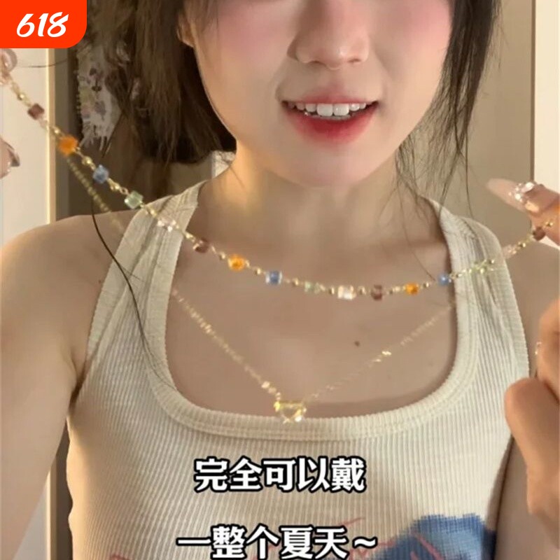 活力亮眼~可以戴整个夏天的漂亮多巴胺项链小清新甜美锁骨链配饰