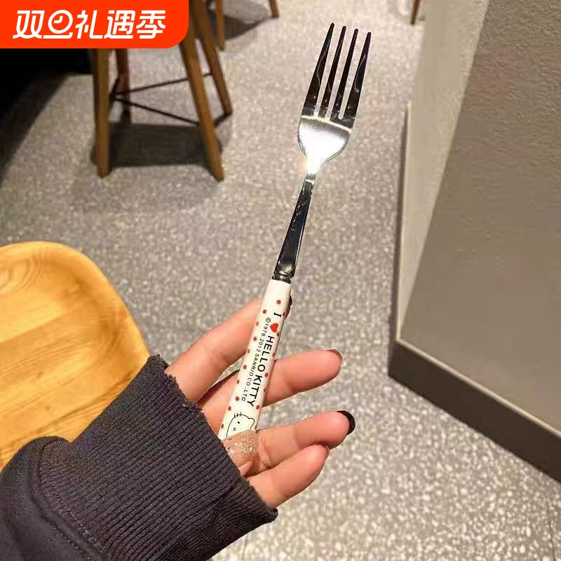 便携上班族叉子餐具筷子勺子套装卡通带饭学生可爱旅行外出三件套