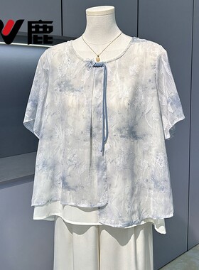 妈妈夏装小衫洋气短袖上衣宽松衫