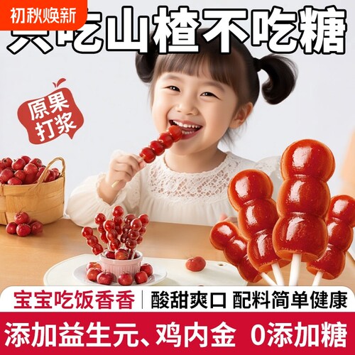 益生元山楂棒棒糖鸡内金糖葫芦蜜饯食品解馋儿童零食脾胃健康开胃