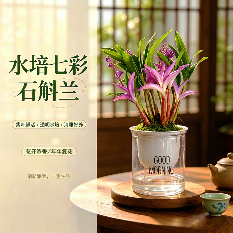 七彩香水石斛兰花苗冬带花苞室内桌面好养浓香水培盆栽花卉绿植物图片