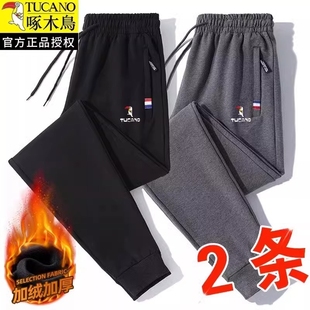 宽松潮流加绒针织束脚卫裤 啄木鸟秋冬纯棉运动裤 男休闲直筒长裤