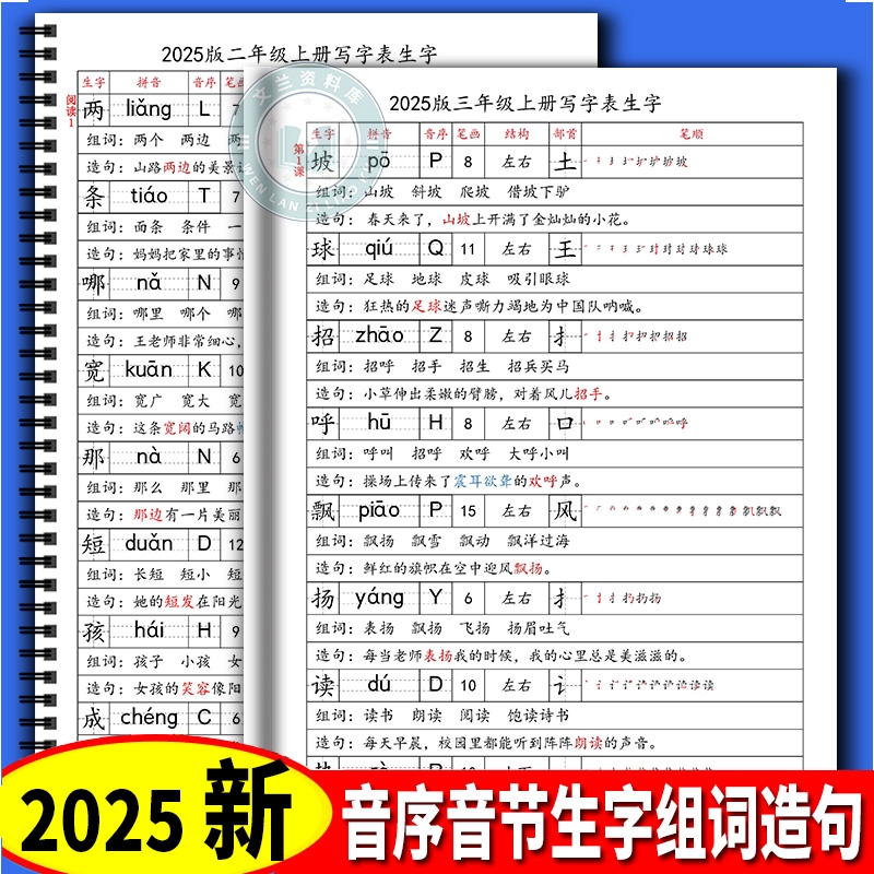 生字组词部编人教版小学语文一二三四五六年级上下册课本同步写字表识字表带笔顺造句组词的音序音节练习预习复习