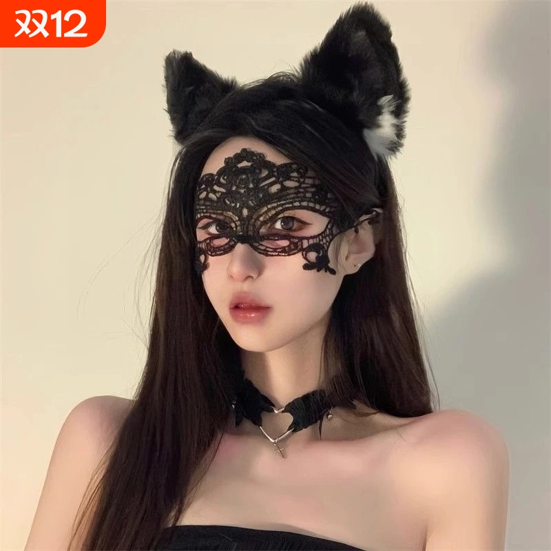 万圣节半脸面具性感蕾丝cos服