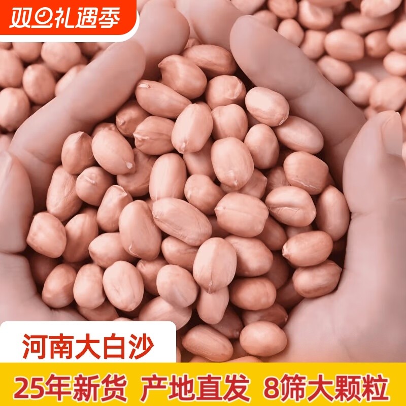 河南大白沙新货2025年不带壳原味生花生米大粒精选