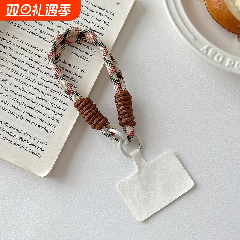 原创尼龙编织短款多巴胺手机壳手腕绳防丢绳手机挂绳挂件可拆卸情侣闺