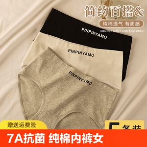 女士内裤纯棉抗菌全棉裆新款运动风简约字母大码少女生中腰三角裤