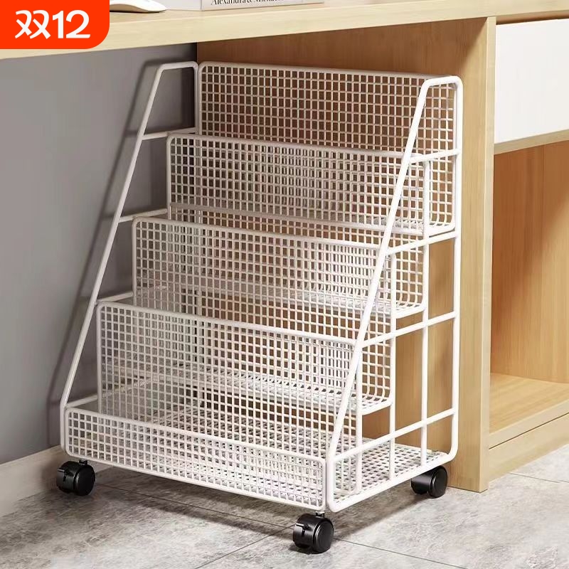 移动式书架儿童绘本收纳架桌下置物架落地万向轮家用简约学生书柜