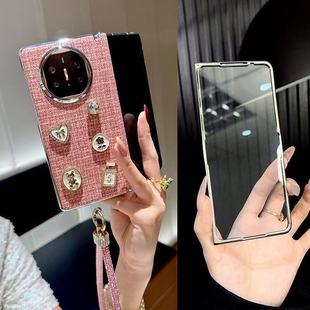 高级轻奢防摔保护套 X5典藏版 适用于华为Mate X5蔷薇粉小香风DIY纽扣手机壳Mate