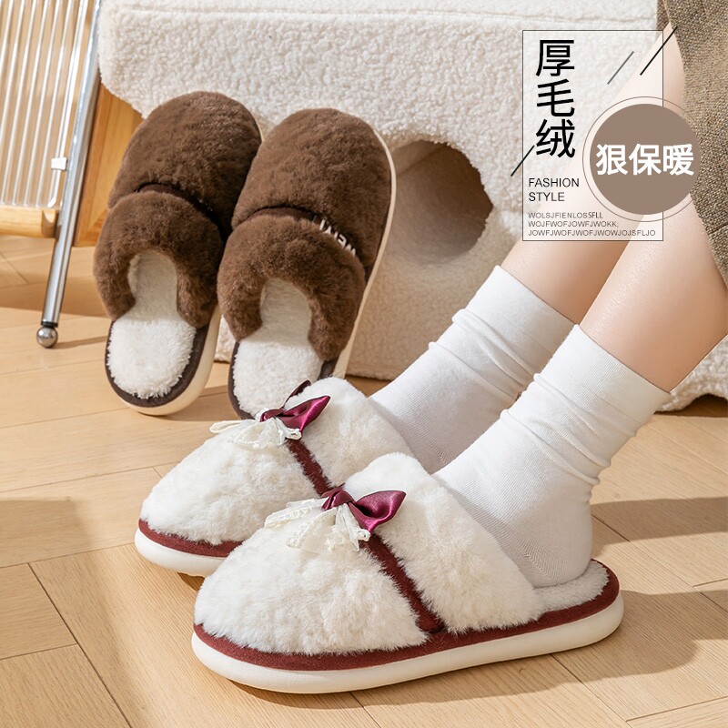 冬季女款居家室内厚底加绒外出冬天超软月子棉拖鞋多规格
