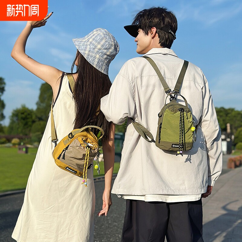 多功能露营双肩小背包女斜挎包包户外运动骑行水壶包轻量化手机包