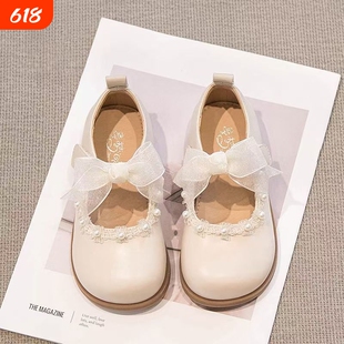 女童公主鞋2026新款儿童小皮鞋女宝配裙子白色鞋子软底礼服夏单鞋
