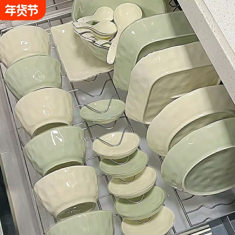 法式新款风陶瓷碗餐具碗盘套装吃饭碗高颜值轻奢汤碗家用2024奶油,餐饮具,碗,淘宝优惠券,粉丝福利购,淘宝优惠卷