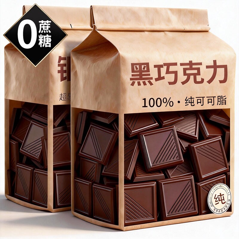 央妈推荐纯可可脂黑巧克力无蔗糖高端零食代餐官方旗舰店代谢热量