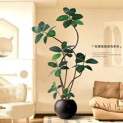 黑金刚仿真绿植橡皮树室内客厅大型落地盆栽氛围仿生假树装饰摆件