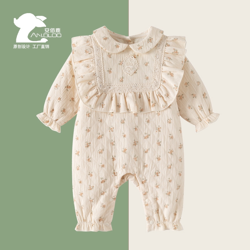 童装婴儿连体衣秋冬季加厚保暖女宝宝衣服新生儿爬服长腿跨境衣服