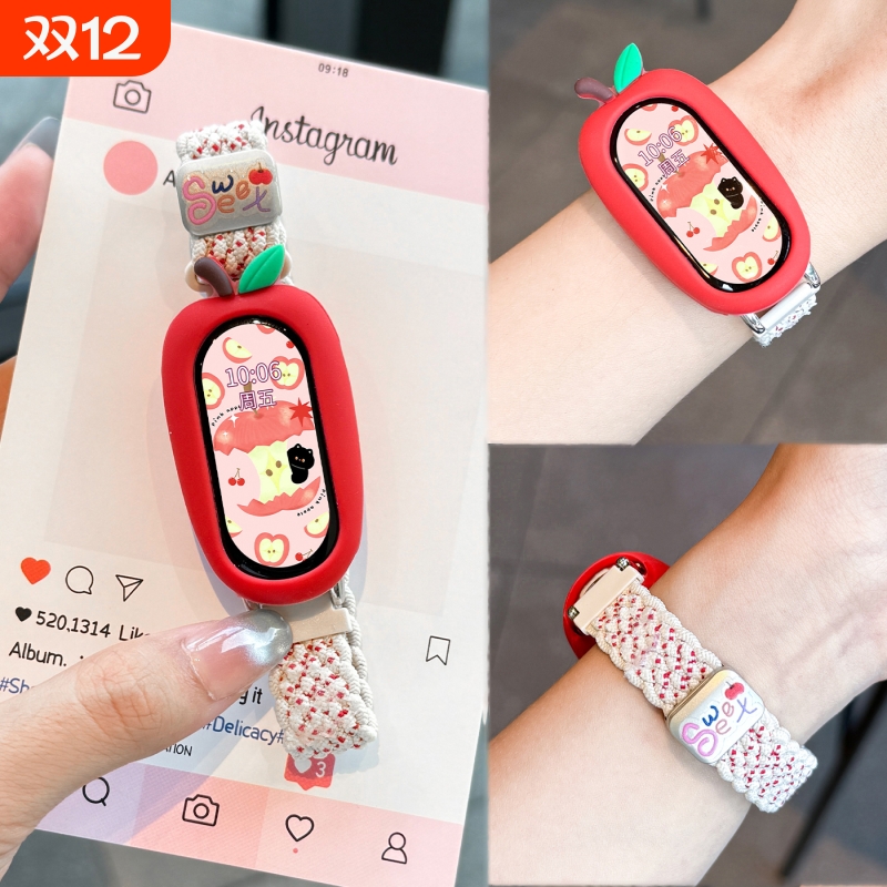 适用小米手环10表带9/8磁吸编织NFC版新款百搭尼龙款新款苹果保护套亮眼高级小众配件