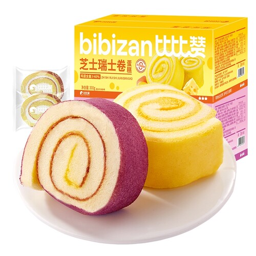 比比赞瑞士卷紫薯味/芝士味300g x1箱
