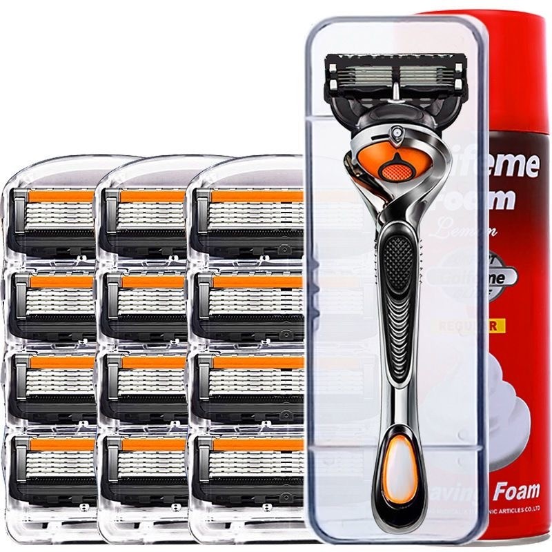 2025新款五层刀片通用手动剃须刀男士五层刮胡刀防划伤刀头刮脸