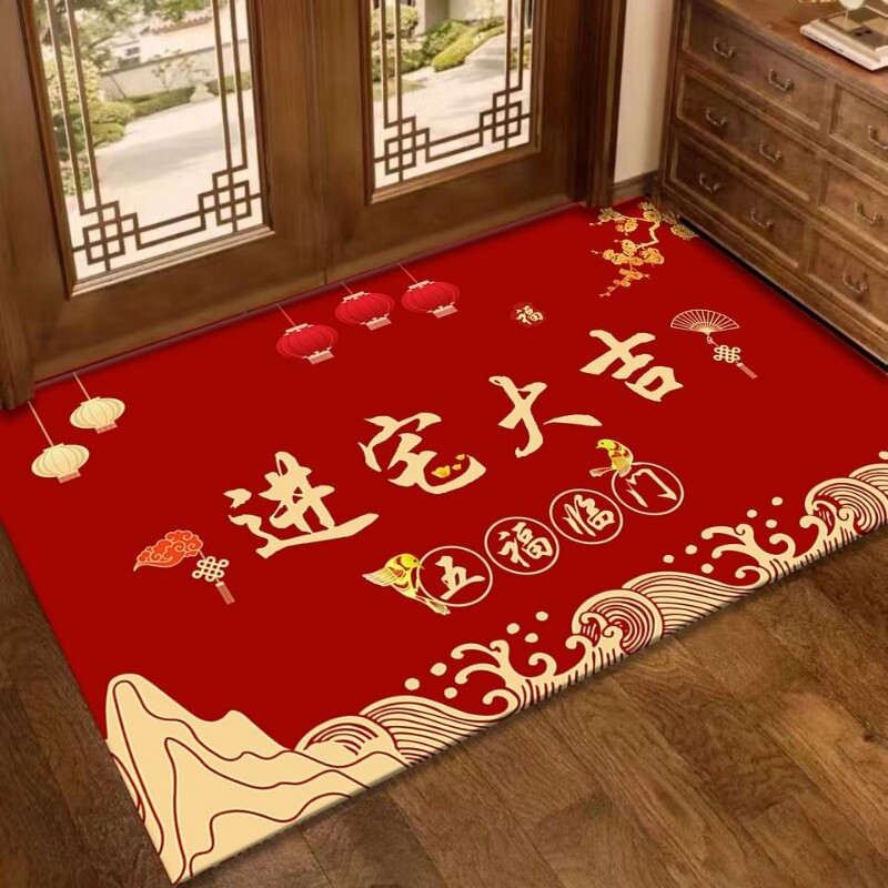 入户门地垫新年喜庆红色门口地毯图片