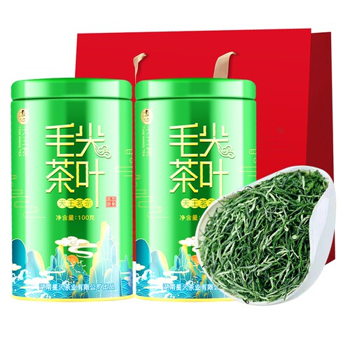 明前高山毛尖茶礼罐装100g*2罐+1礼袋