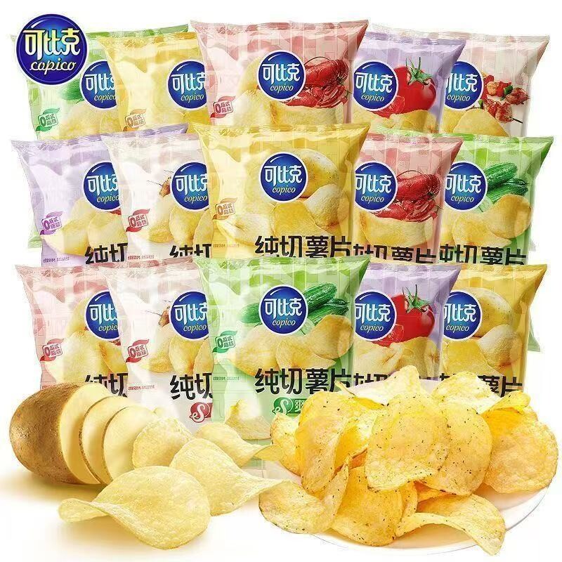 可比克薯片纯切零食袋装原切土豆片小吃独立小包装休闲烧烤味麻辣
