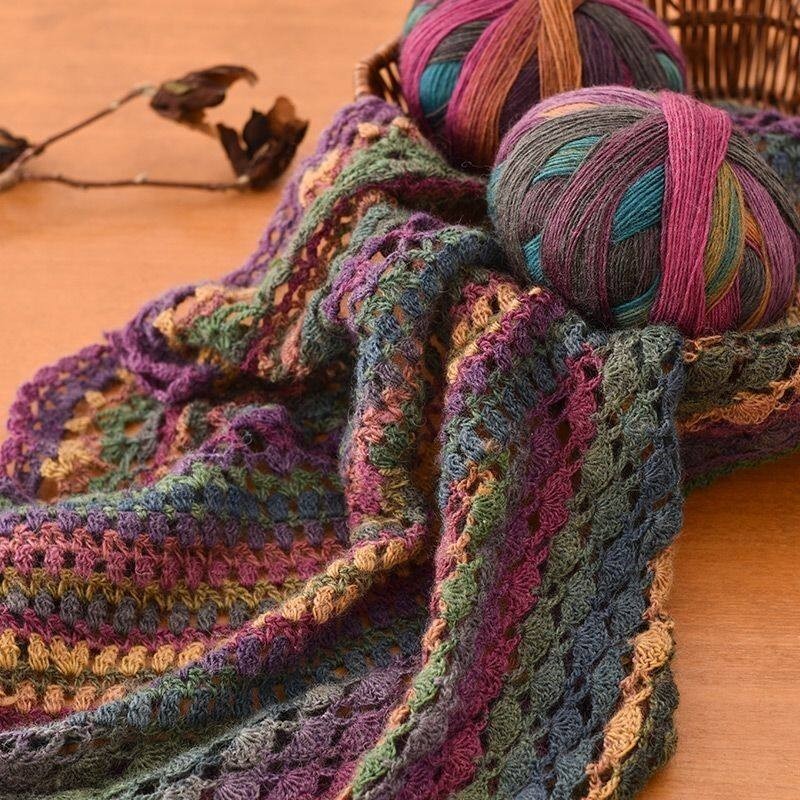 段染毛线魔球彩虹羊毛编织贵妇人手工diy披肩围巾毛衣手编丝线