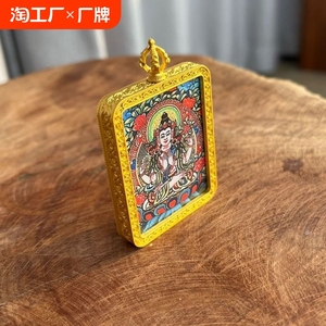 唐卡吊坠藏族佛牌本命年文殊菩萨送男女朋友情侣礼物项链护身符