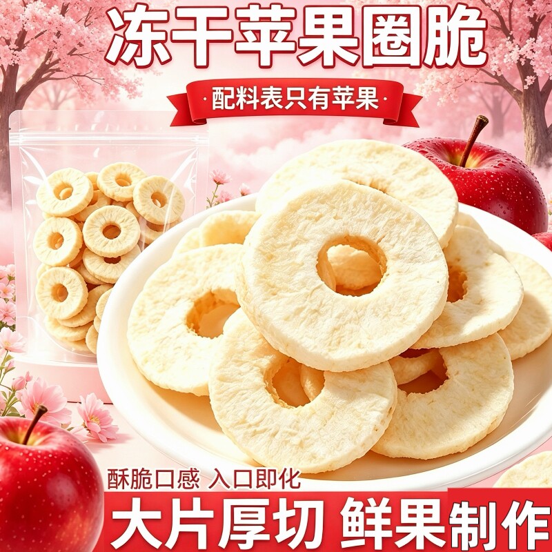 冻干苹果脆圈35g袋原味去皮去核山东特产水果干零食品厚切干净