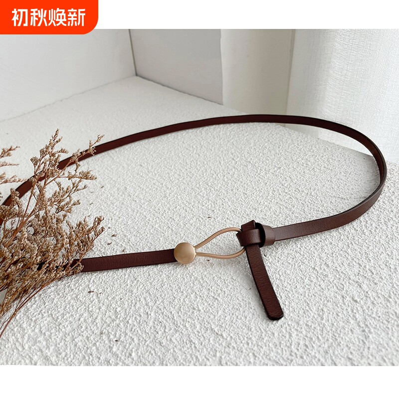 无孔真皮细腰带女士|千人加购图片