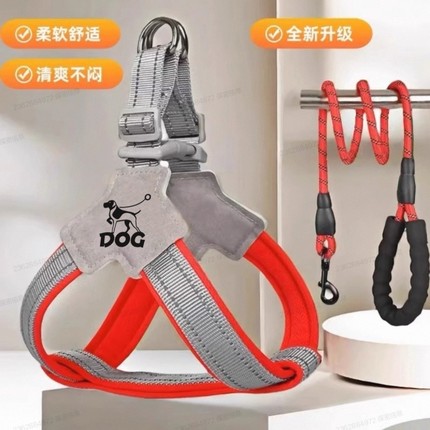 牵引绳防挣脱狗狗背心式胸背带遛狗绳柴犬柯基比熊中小型犬防咬