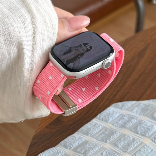 适用红米watch456表带新款韩系爱心弹力小米10pro9pro磁吸ins风