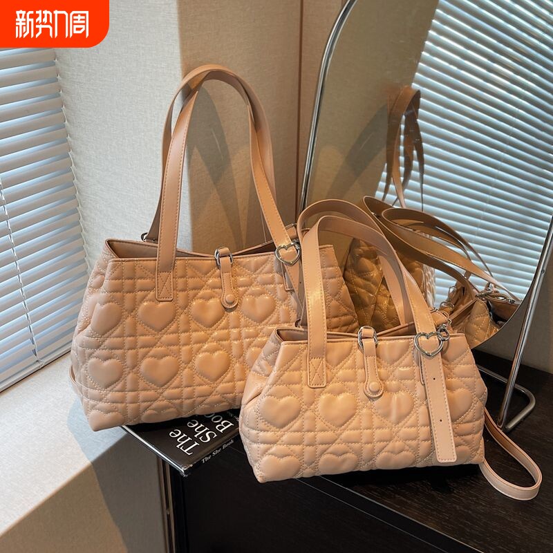 菱格戴妃包女新款时尚手提包通勤高级大容量托特包腋下斜挎单肩