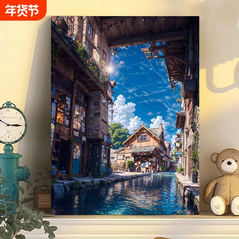 宫崎骏夏天风景数字油画diy手绘填色治愈ins客厅丙烯装饰画绘画,家居饰品,DIY/数字油画,淘宝优惠券,粉丝福利购,淘宝优惠卷