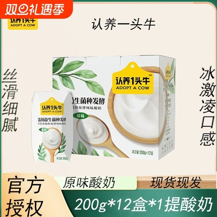 认养一头牛原味酸奶200g*12瓶常温法式儿童学生早餐酸牛奶酸奶8月