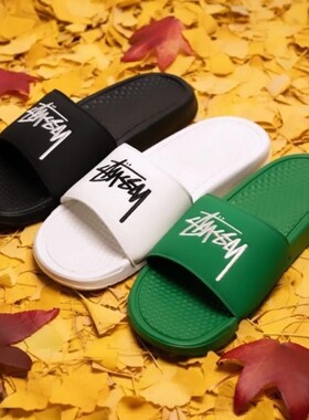 夏季stussy benassi 联名款沙滩拖鞋男女休闲百搭外穿一字拖鞋