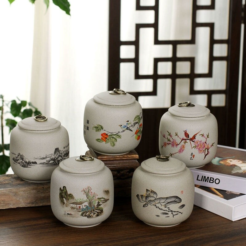 粗陶茶叶罐陶瓷密封罐防潮大号个性大容量红绿茶普洱家用储茶罐子