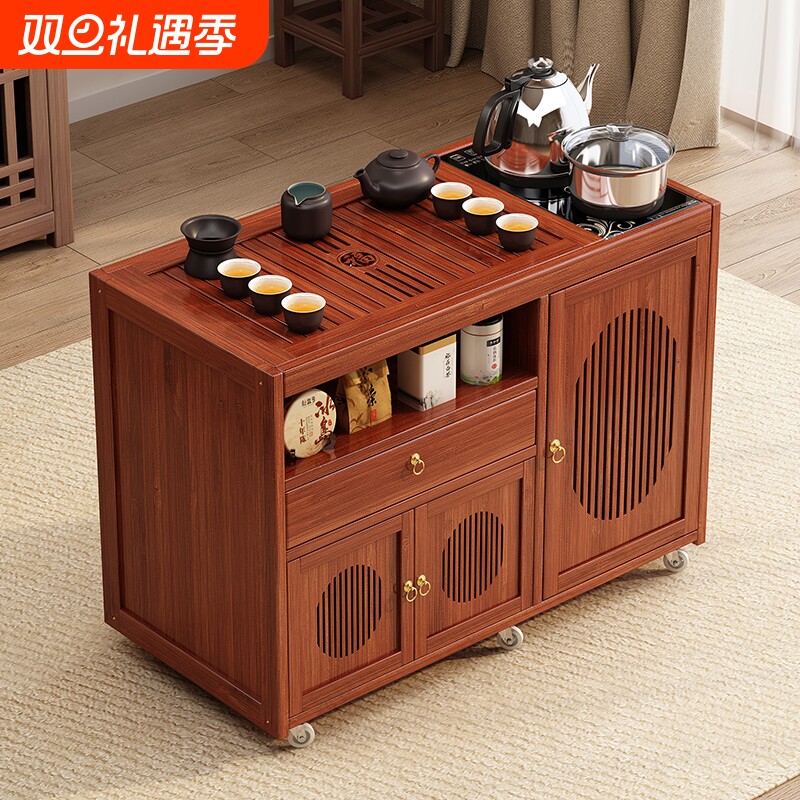 移动茶台小茶桌家用新中式茶车阳台茶几边几客厅烧水壶一体茶水柜