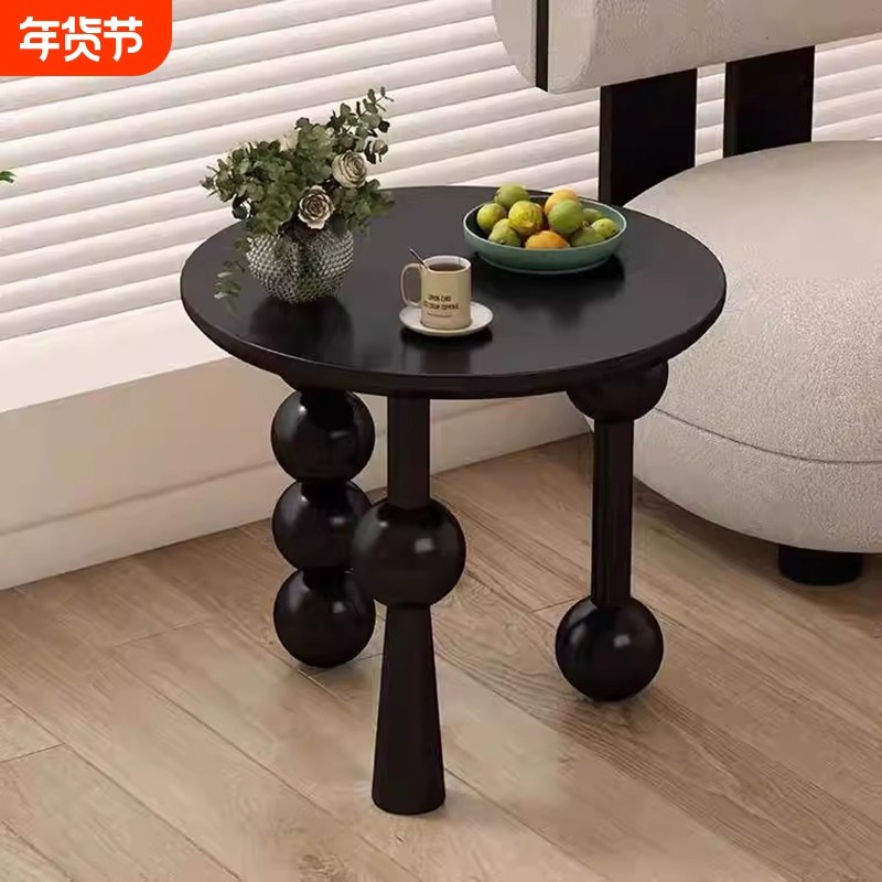 法式北欧复古设计师实木茶几圆形古风客厅家用小户型沙发茶桌轻奢,住宅家具,茶几,淘宝优惠券,粉丝福利购,淘宝优惠卷