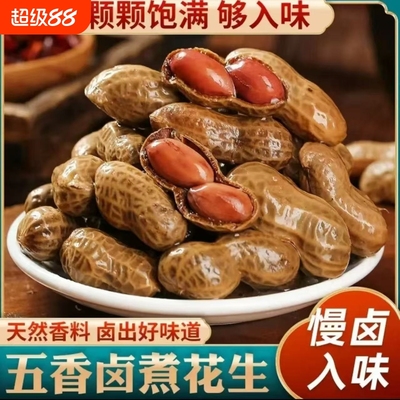 卤汁五香花生水煮带壳花生米零食啤酒袋装下酒菜煮花生新鲜五香味