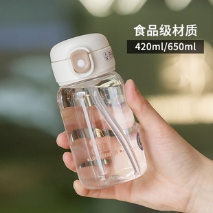 小巧女士儿童学生上学便携带刻度吸管耐摔耐高温夏季塑料水杯
