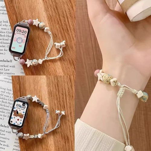 适用华为手环10表带夏多巴胺【星星手串】华为手环8表带串珠抽绳华为手环9表带女生闺蜜款7nfc通用表带创意