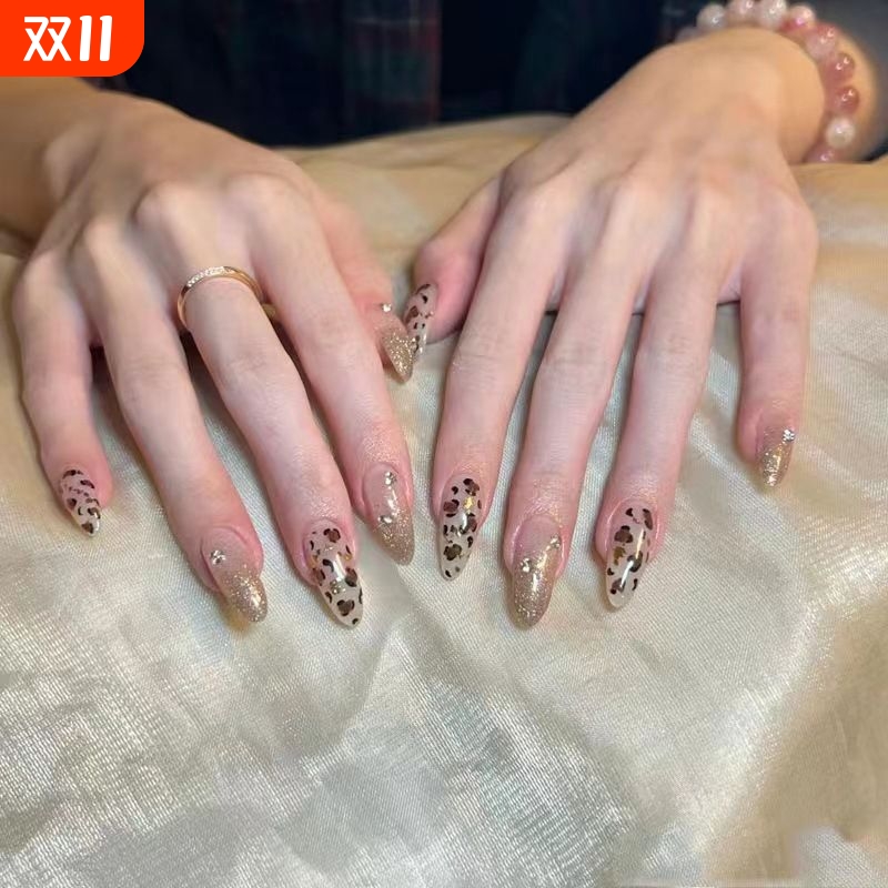 手工穿戴甲可拆卸美甲ins学生甲片直发重复使用小红书豹纹美甲片